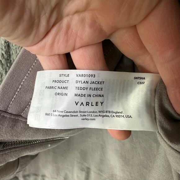 Varley Women's Small Dylan Jacket High Pile Teddy Fleece Full Zip Hood Taupe NWT - Picture 7 of 8